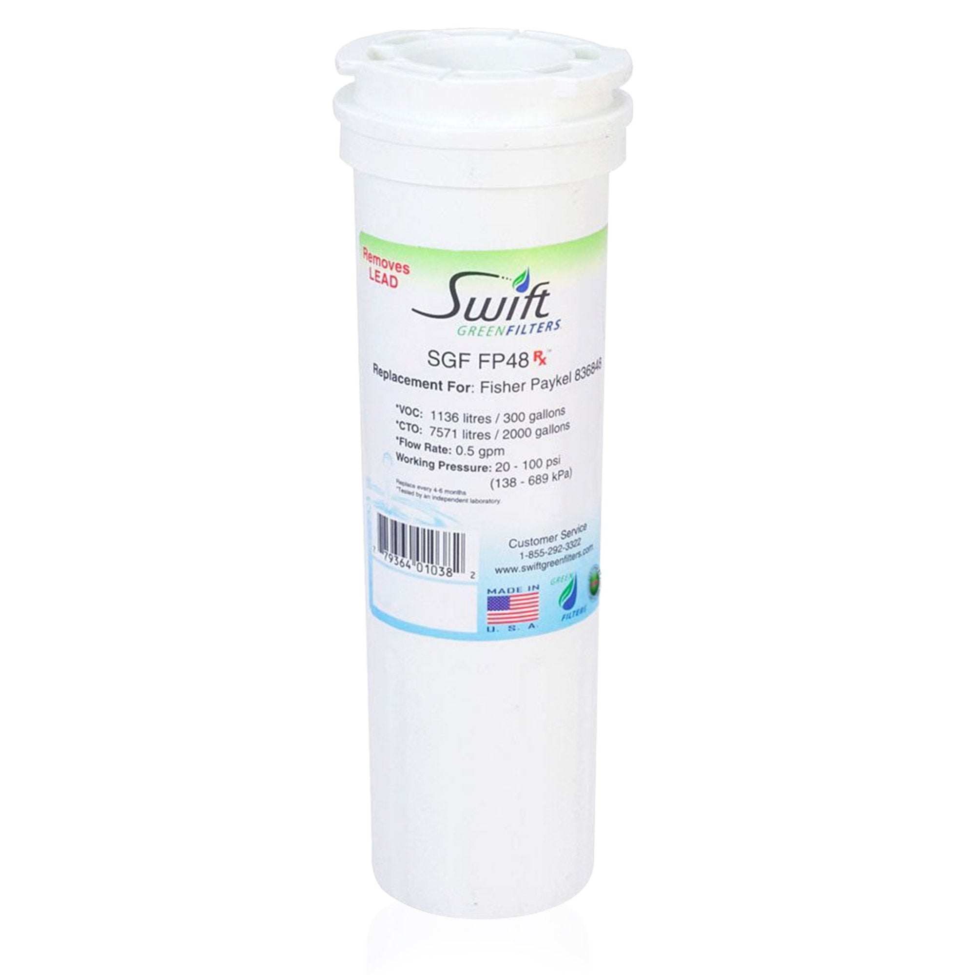 Swift Green Filter SGF-FP48 Rx Pharmaceutical Removal Refrigerator Water Filter