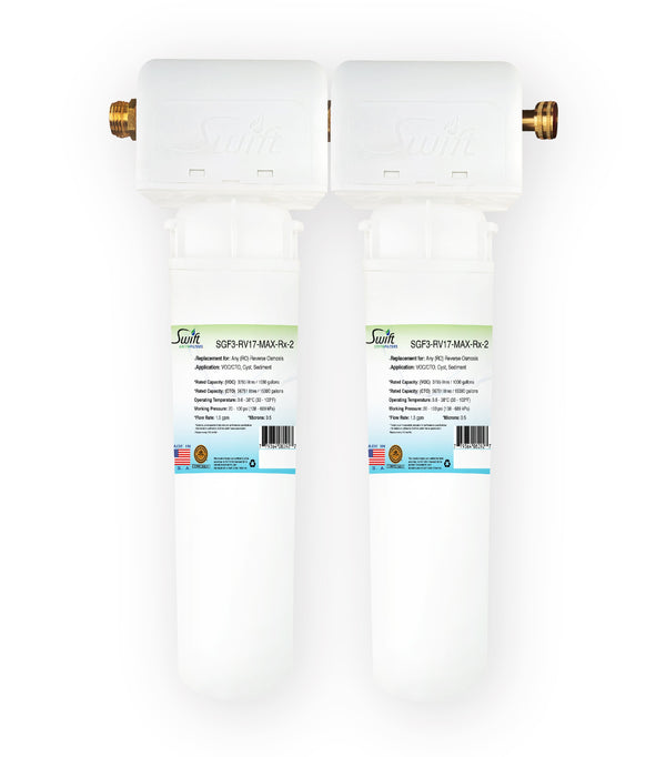 SGF3-RV17-MAX-RX-2 (Double Candle System) Multi Stage RV Water Filter System With Ultra High Capacity